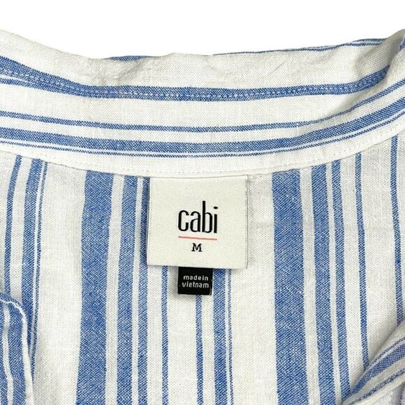 Cabi Pacific Linen Blend Striped Blouse - Picture 4 of 7